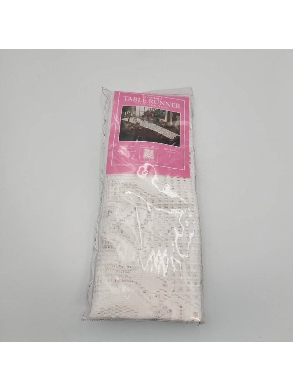 Vintage NIP Heartland Lace Table Runner 13x56" White Ashley Taylor Kmart